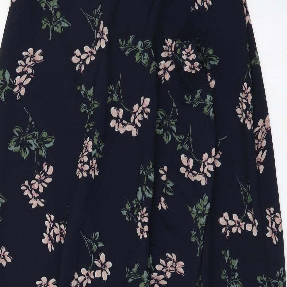 VERO MODA Womens Blue Geometric Polyester Flare Skirt Size S Tie