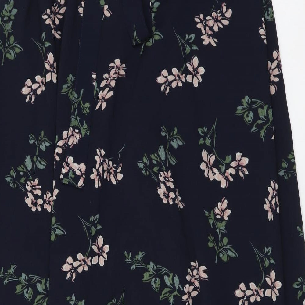 VERO MODA Womens Blue Geometric Polyester Flare Skirt Size S Tie