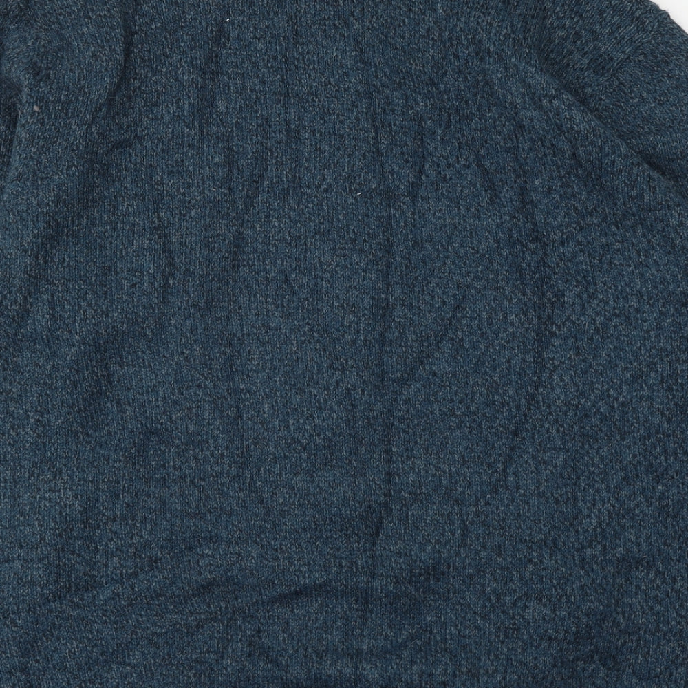 Marks and Spencer Mens Blue High Neck Acrylic Full Zip Jumper Size 2XL