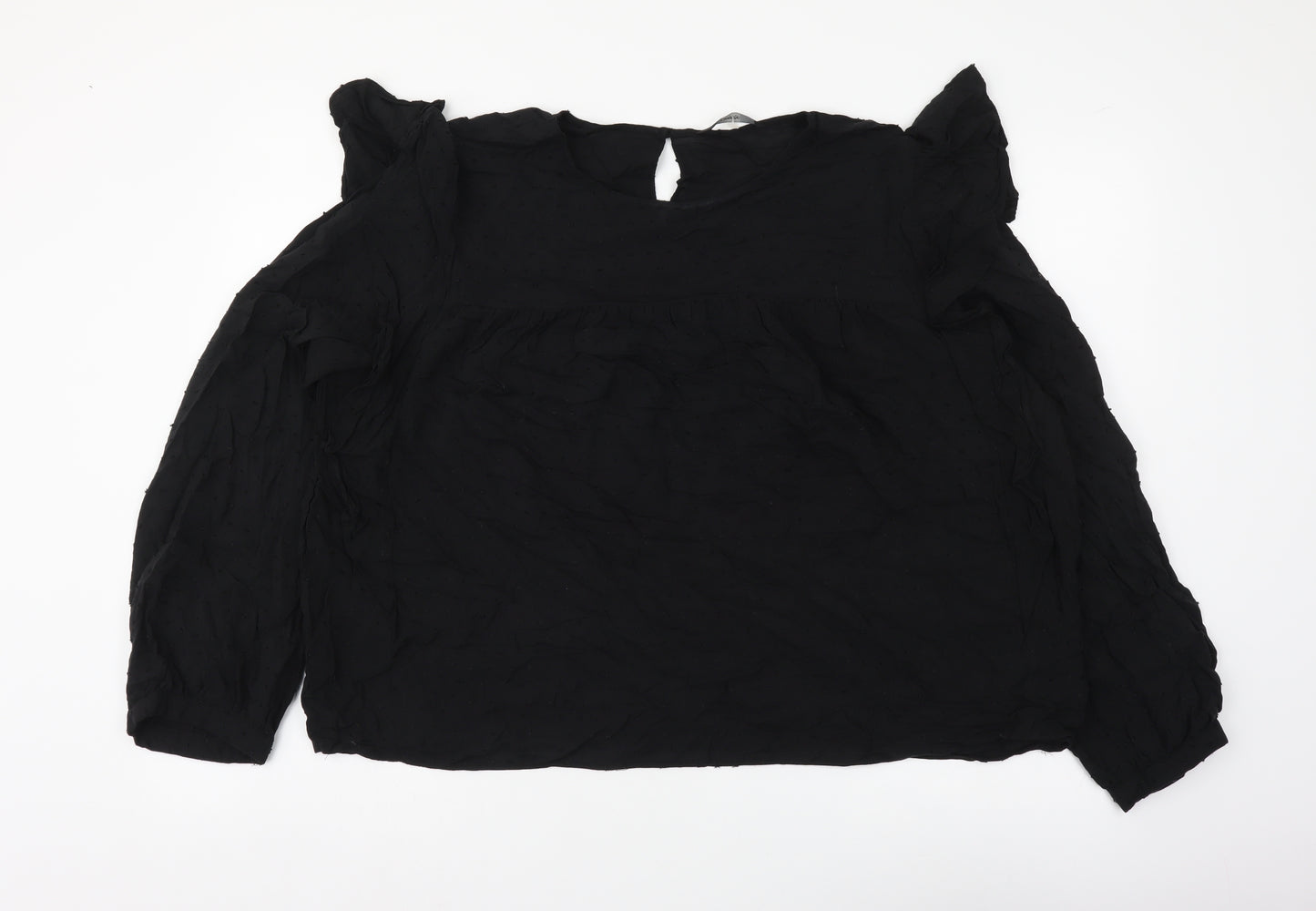 George Womens Black Polka Dot Viscose Basic Blouse Size 20 Round Neck