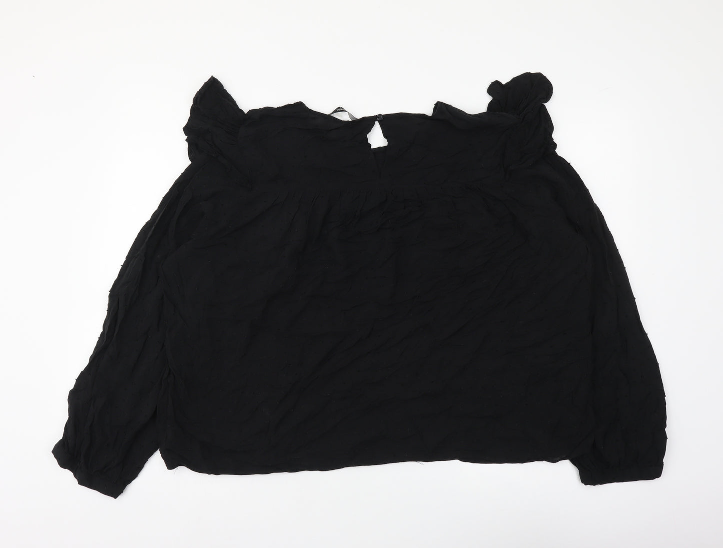 George Womens Black Polka Dot Viscose Basic Blouse Size 20 Round Neck