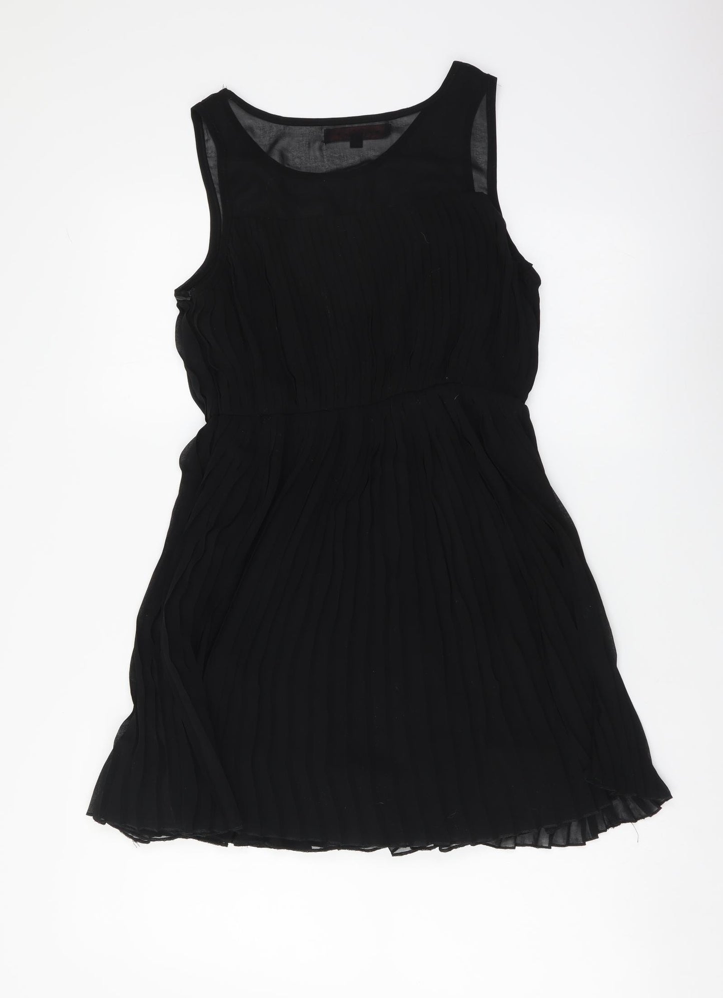 Miso Womens Black Polyester Tank Dress Size 10 Boat Neck Zip