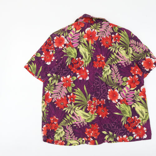 ERIKA Womens Multicoloured Floral Cotton Basic Button-Up Size M Collared