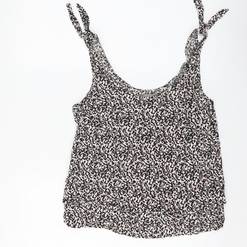 Oasis Womens Multicoloured Animal Print Viscose Basic Tank Size 12 Scoop Neck