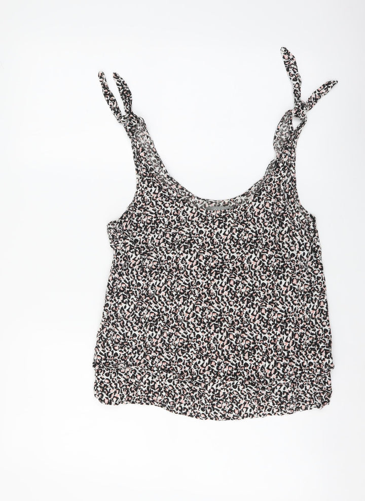 Oasis Womens Multicoloured Animal Print Viscose Basic Tank Size 12 Scoop Neck