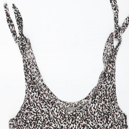 Oasis Womens Multicoloured Animal Print Viscose Basic Tank Size 12 Scoop Neck