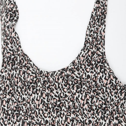 Oasis Womens Multicoloured Animal Print Viscose Basic Tank Size 12 Scoop Neck