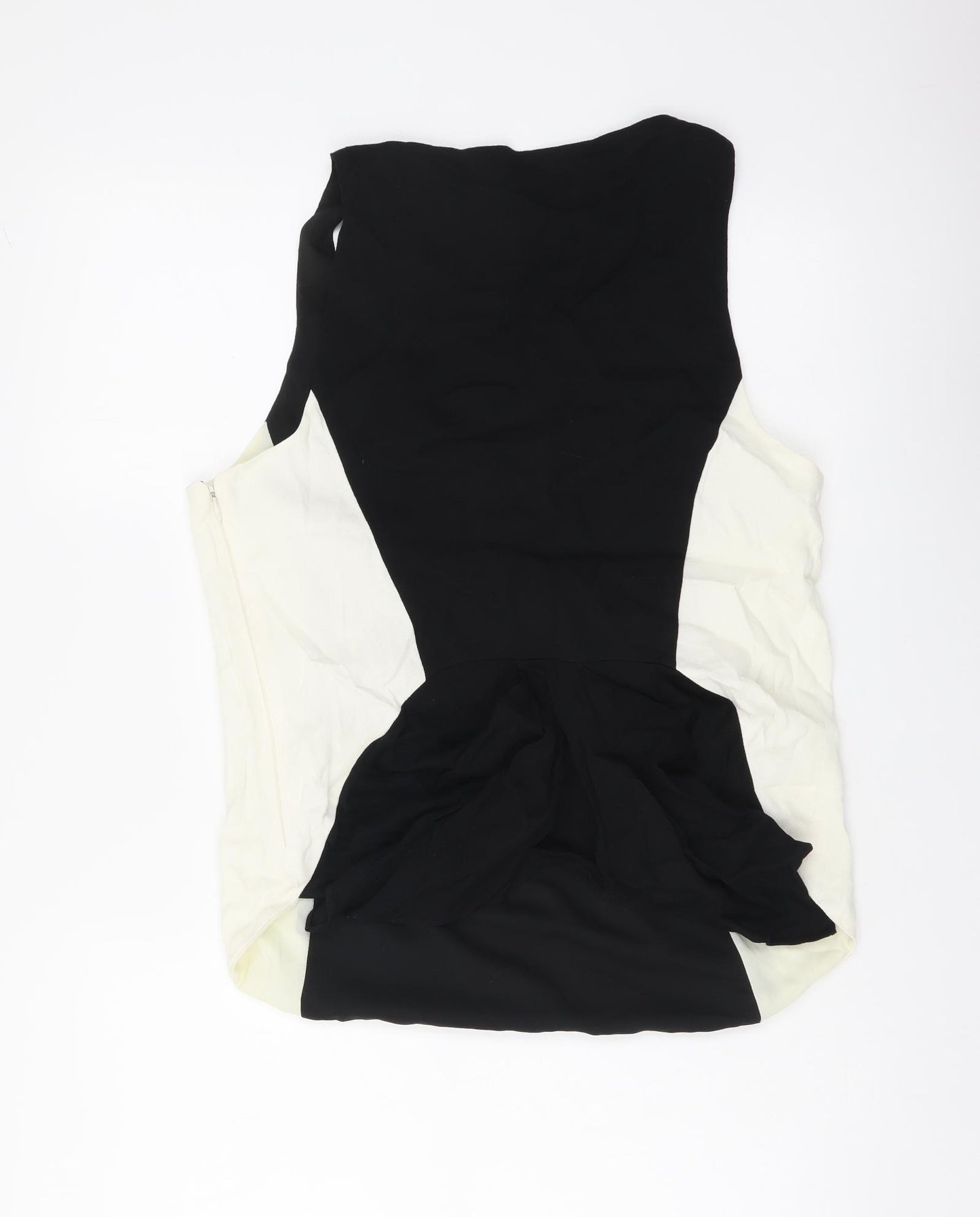Karen Millen Womens Black Viscose Basic Blouse Size 14 Scoop Neck
