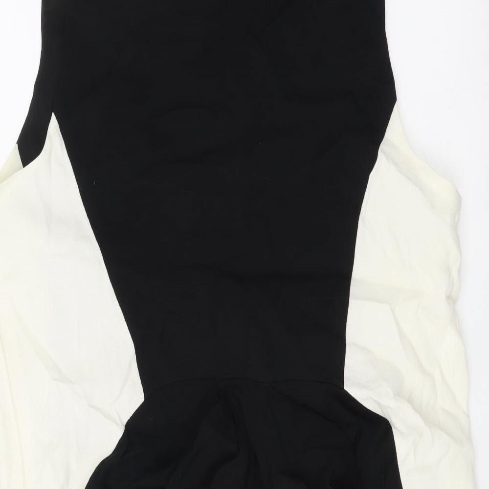 Karen Millen Womens Black Viscose Basic Blouse Size 14 Scoop Neck