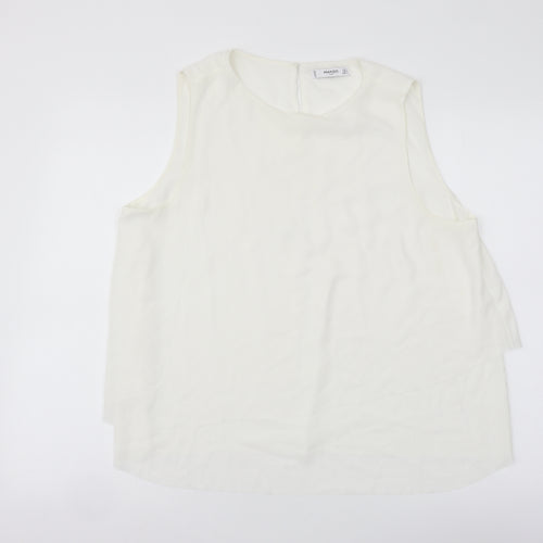 Mango Womens Ivory Polyester Basic Tank Size L Round Neck