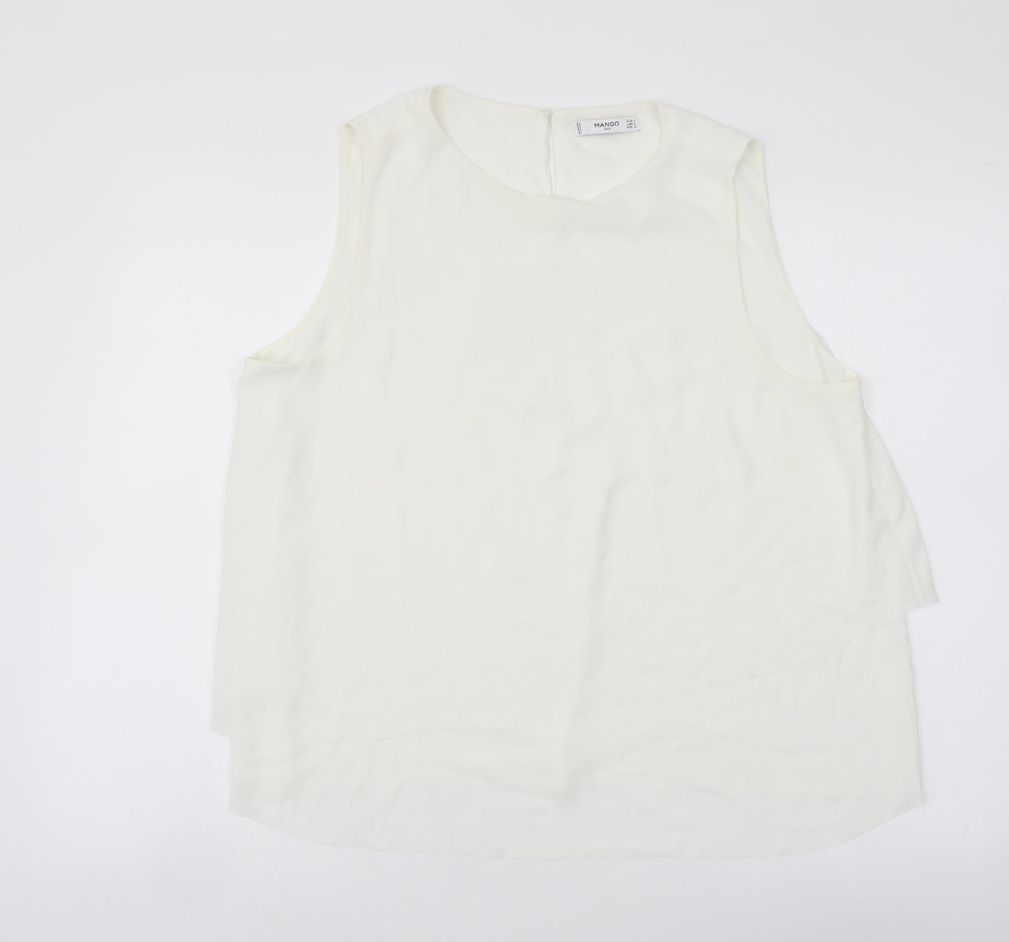 Mango Womens Ivory Polyester Basic Tank Size L Round Neck