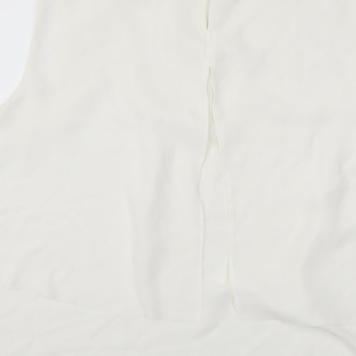 Mango Womens Ivory Polyester Basic Tank Size L Round Neck