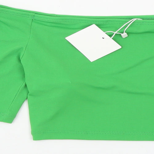 Zara Womens Green Polyester Cropped T-Shirt Size M Off the Shoulder