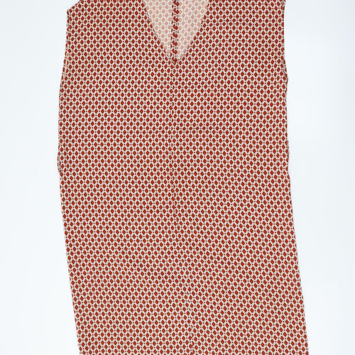 H&M Womens Brown Geometric Polyester Shift Size M V-Neck Pullover