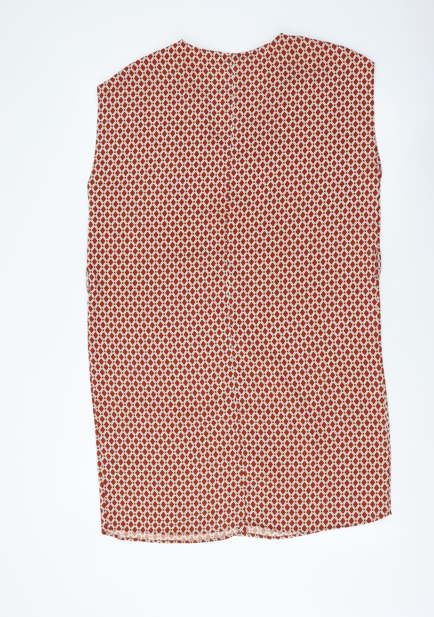 H&M Womens Brown Geometric Polyester Shift Size M V-Neck Pullover