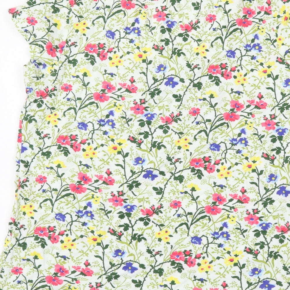 Laura Ashley Womens Multicoloured Floral Cotton Basic T-Shirt Size 8 Scoop Neck