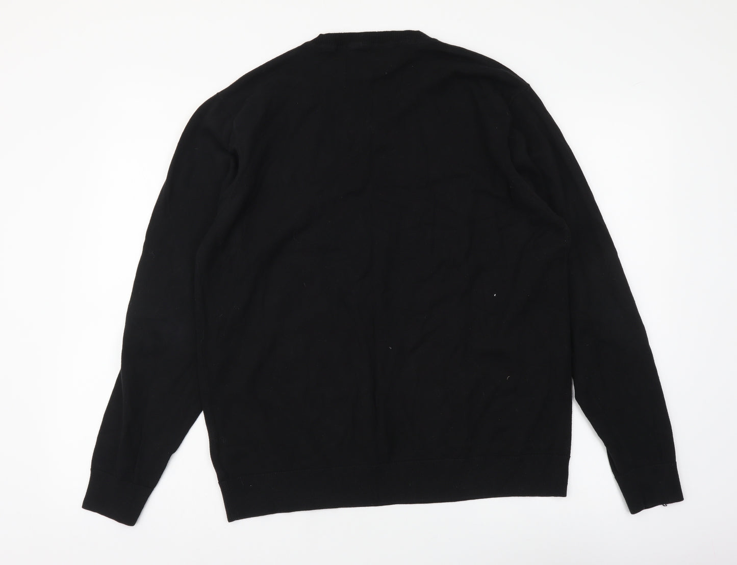 NEXT Mens Black V-Neck Cotton Pullover Jumper Size L