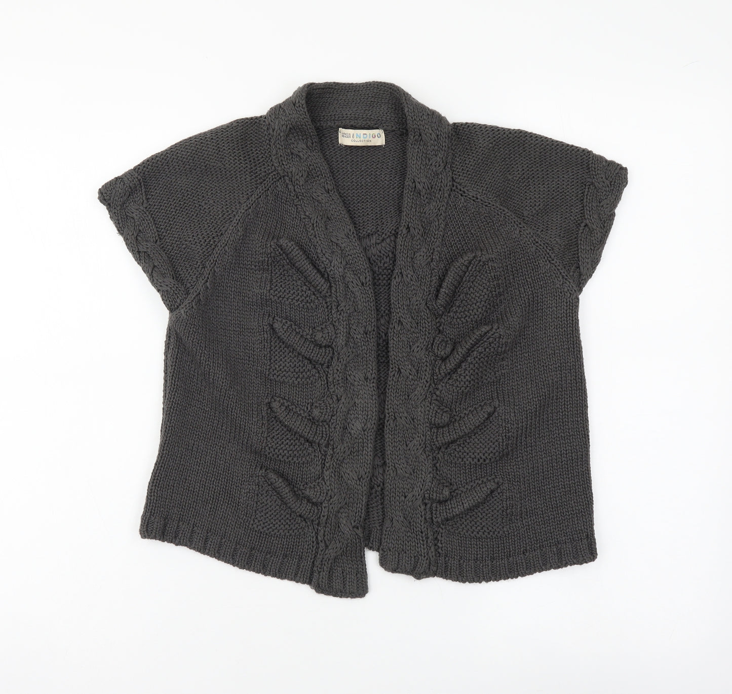 Indigo Womens Grey V-Neck Acrylic Shrug Jumper Size 10