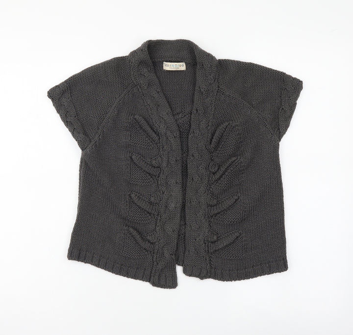 Indigo Womens Grey V-Neck Acrylic Shrug Jumper Size 10