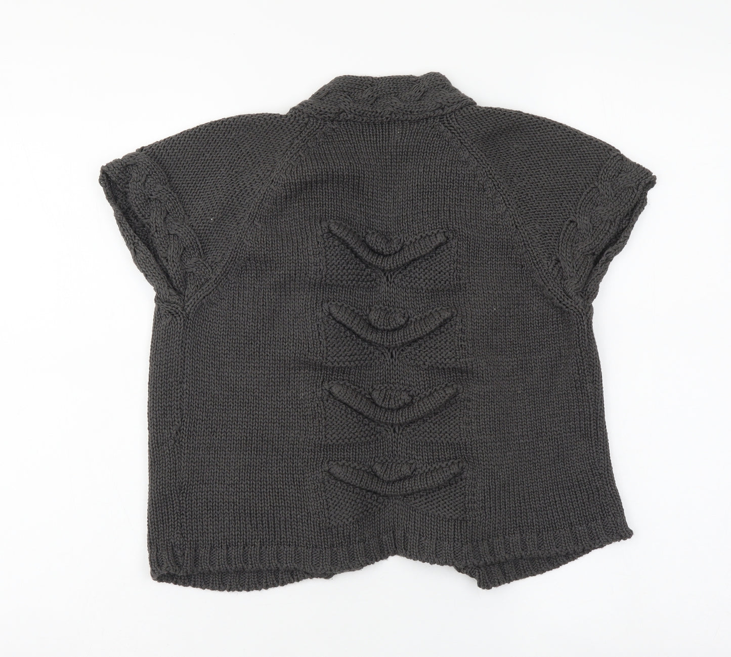 Indigo Womens Grey V-Neck Acrylic Shrug Jumper Size 10