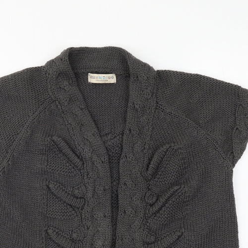 Indigo Womens Grey V-Neck Acrylic Shrug Jumper Size 10