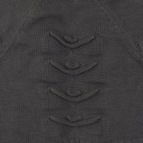 Indigo Womens Grey V-Neck Acrylic Shrug Jumper Size 10