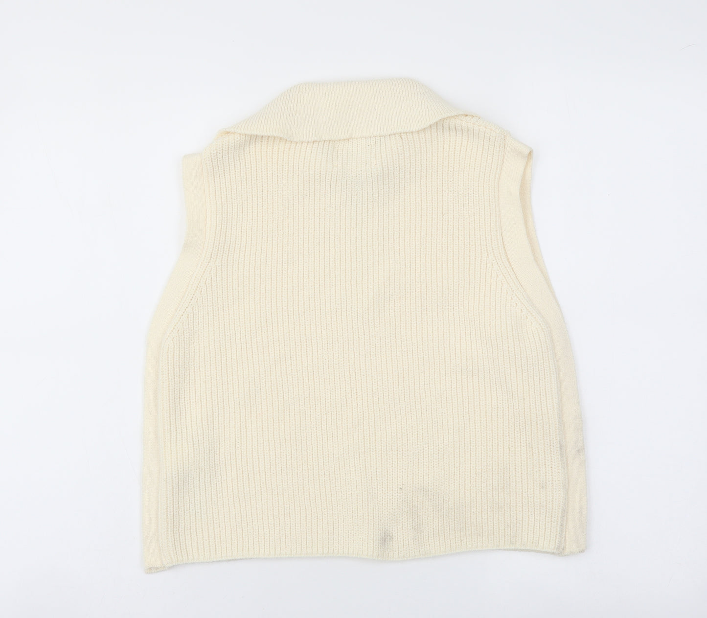 Zara Girls Ivory Collared Polyester Vest Jumper Size 11-12 Years Zip
