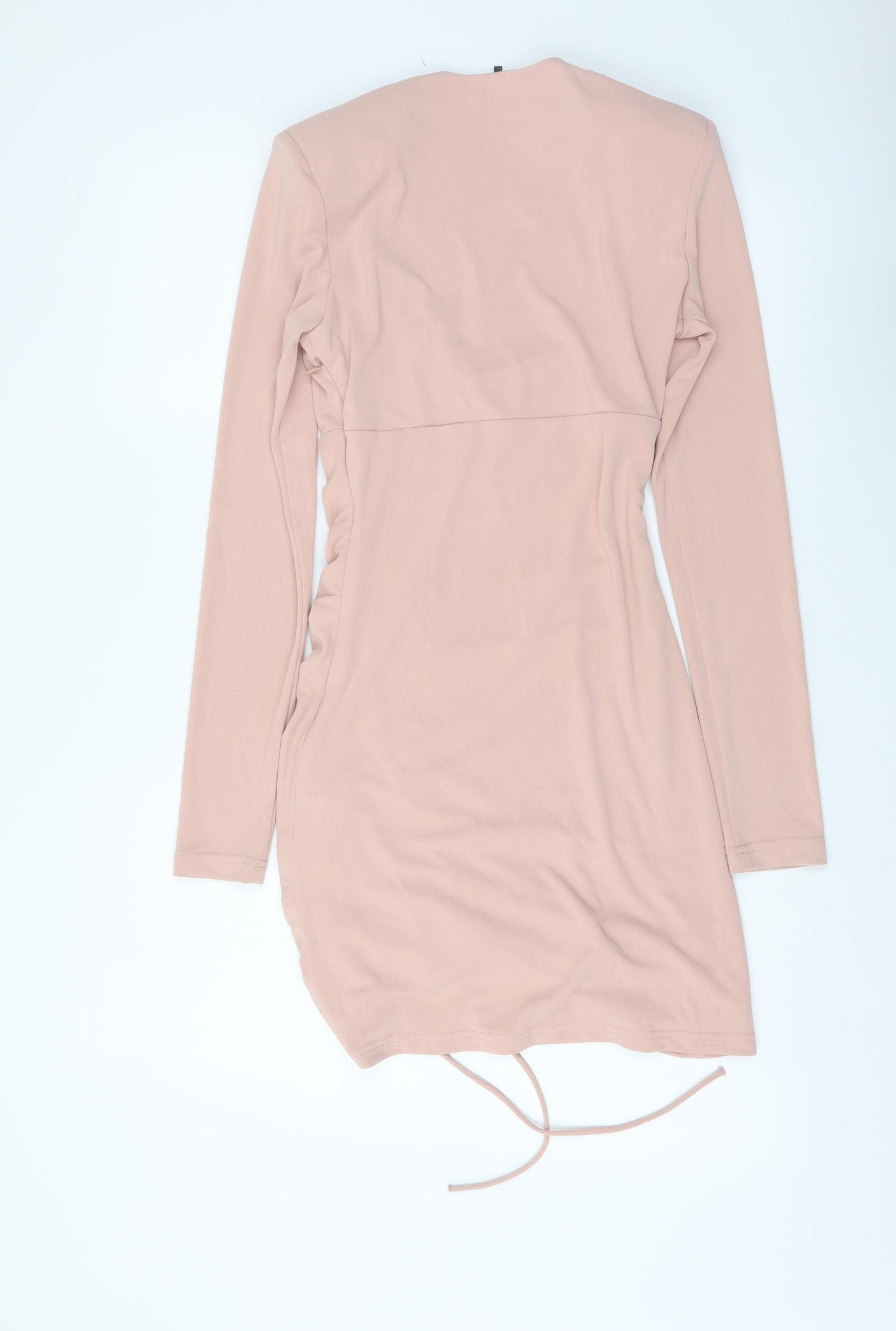 Zara Womens Pink Polyester Bodycon Size XS V-Neck Zip