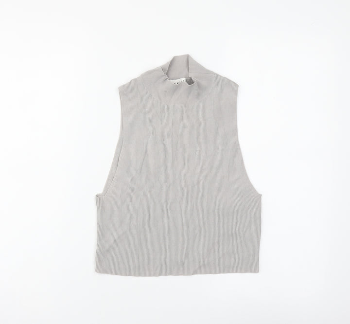 Topshop Womens Grey Viscose Basic Tank Size L High Neck