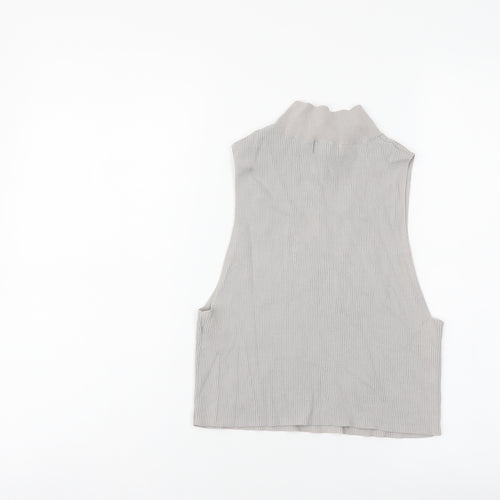 Topshop Womens Grey Viscose Basic Tank Size L High Neck