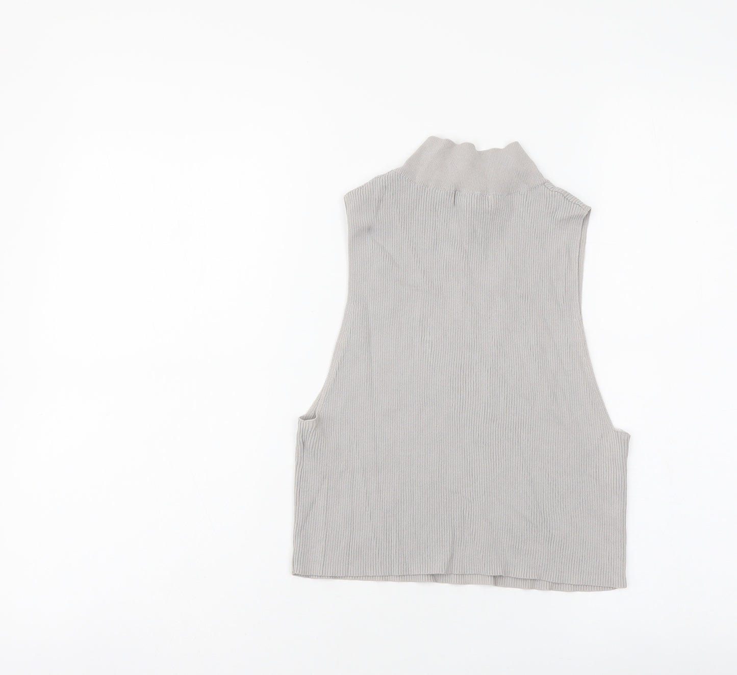 Topshop Womens Grey Viscose Basic Tank Size L High Neck