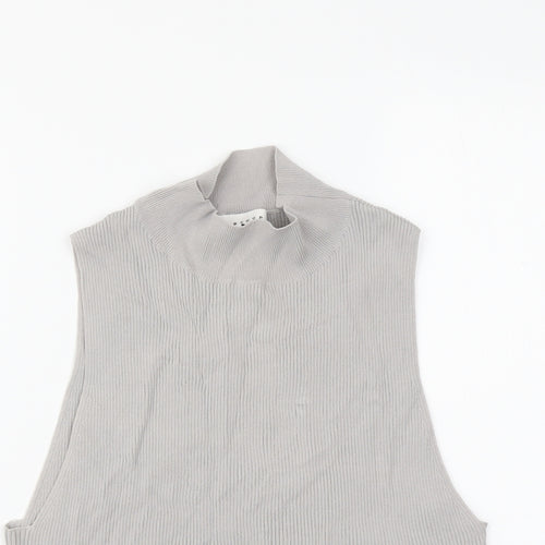 Topshop Womens Grey Viscose Basic Tank Size L High Neck