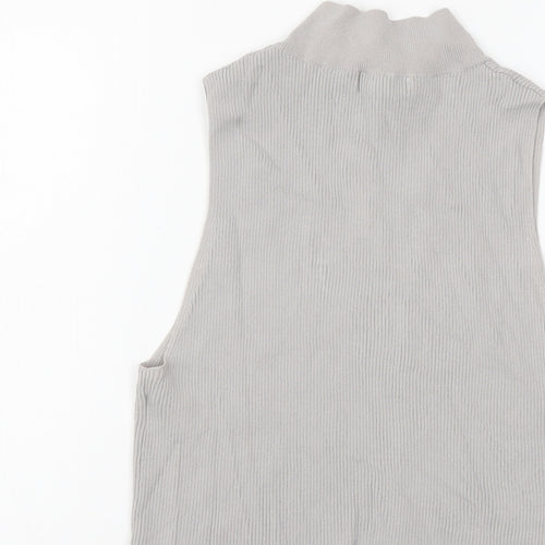 Topshop Womens Grey Viscose Basic Tank Size L High Neck