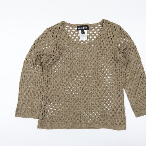 Marble Womens Brown Round Neck Acrylic Pullover Jumper Size S