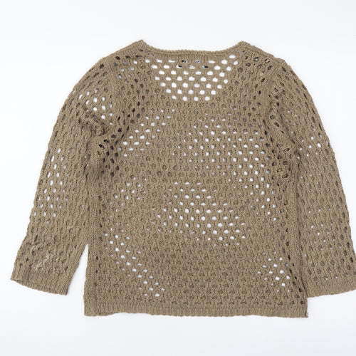 Marble Womens Brown Round Neck Acrylic Pullover Jumper Size S