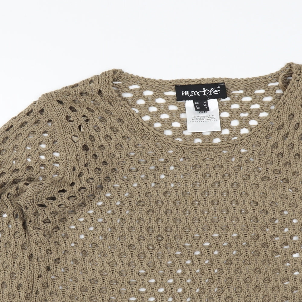 Marble Womens Brown Round Neck Acrylic Pullover Jumper Size S
