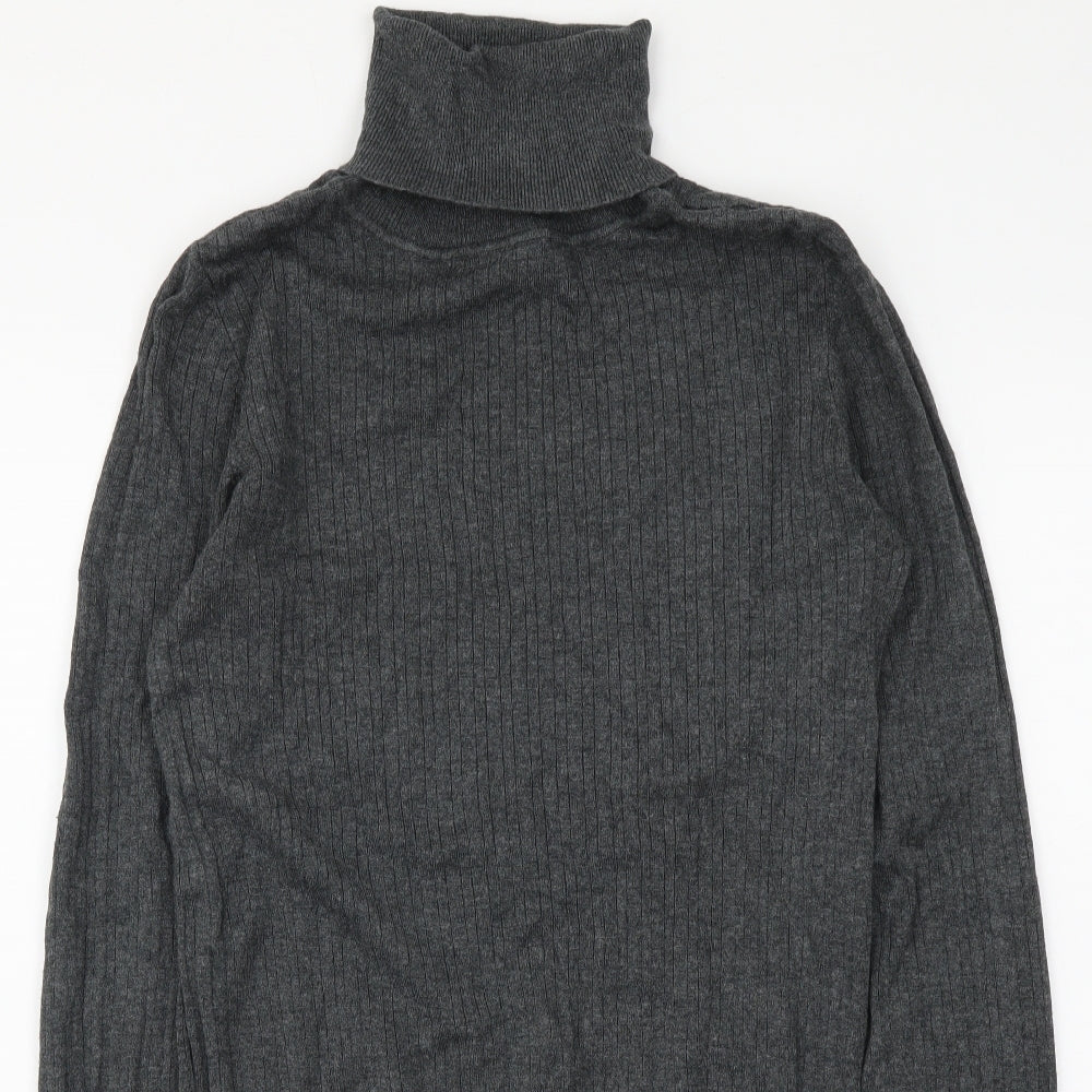 New Look Womens Grey Roll Neck Viscose Pullover Jumper Size 14