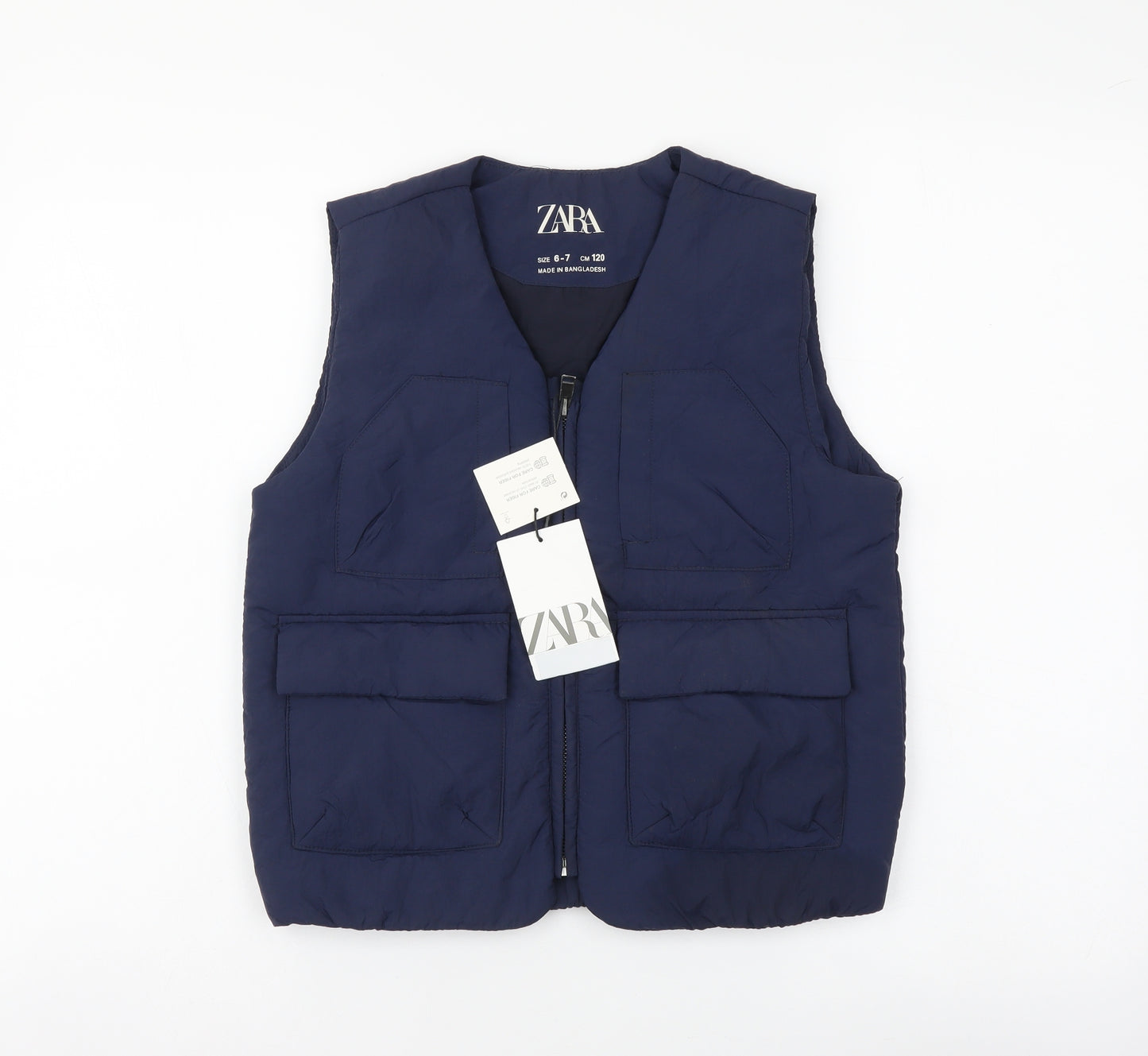 Zara Boys Blue Gilet Waistcoat Size 6-7 Years Zip