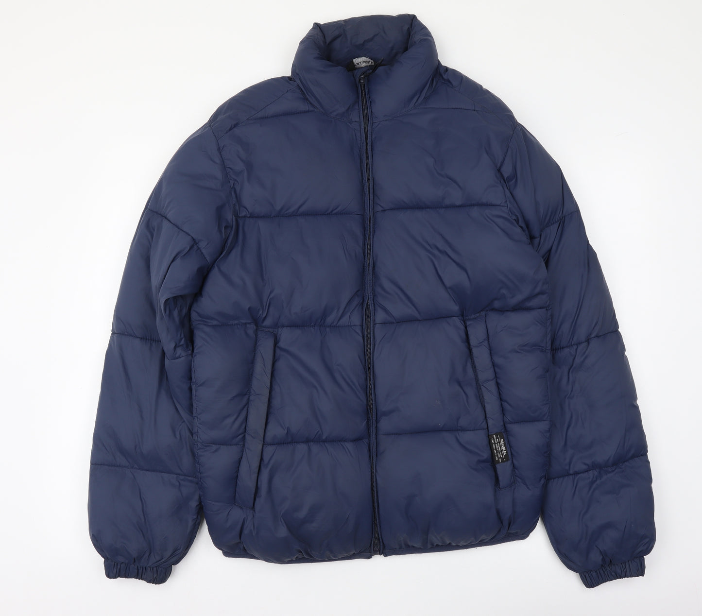 Pull&Bear Mens Blue Quilted Coat Size M Zip