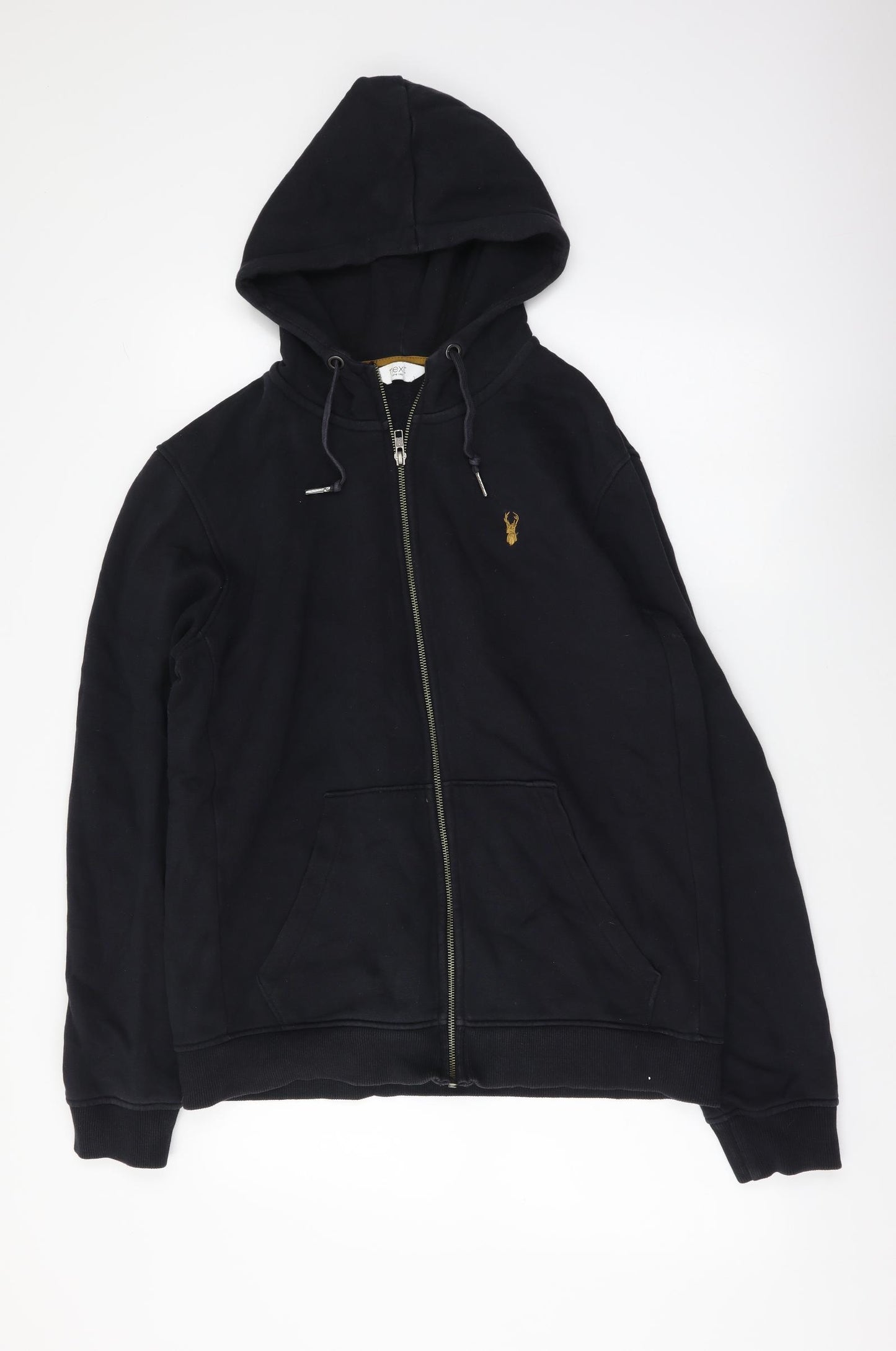 NEXT Mens Black Cotton Full Zip Hoodie Size M