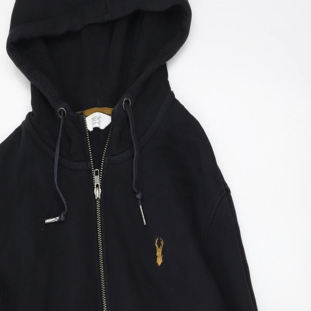NEXT Mens Black Cotton Full Zip Hoodie Size M