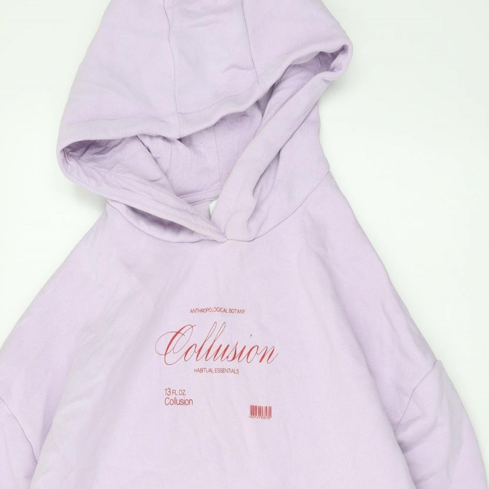 COLLUSION Womens Purple Cotton Pullover Hoodie Size 10 Pullover