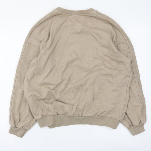 Huffnpuff Womens Beige Cotton Pullover Sweatshirt Size S Pullover