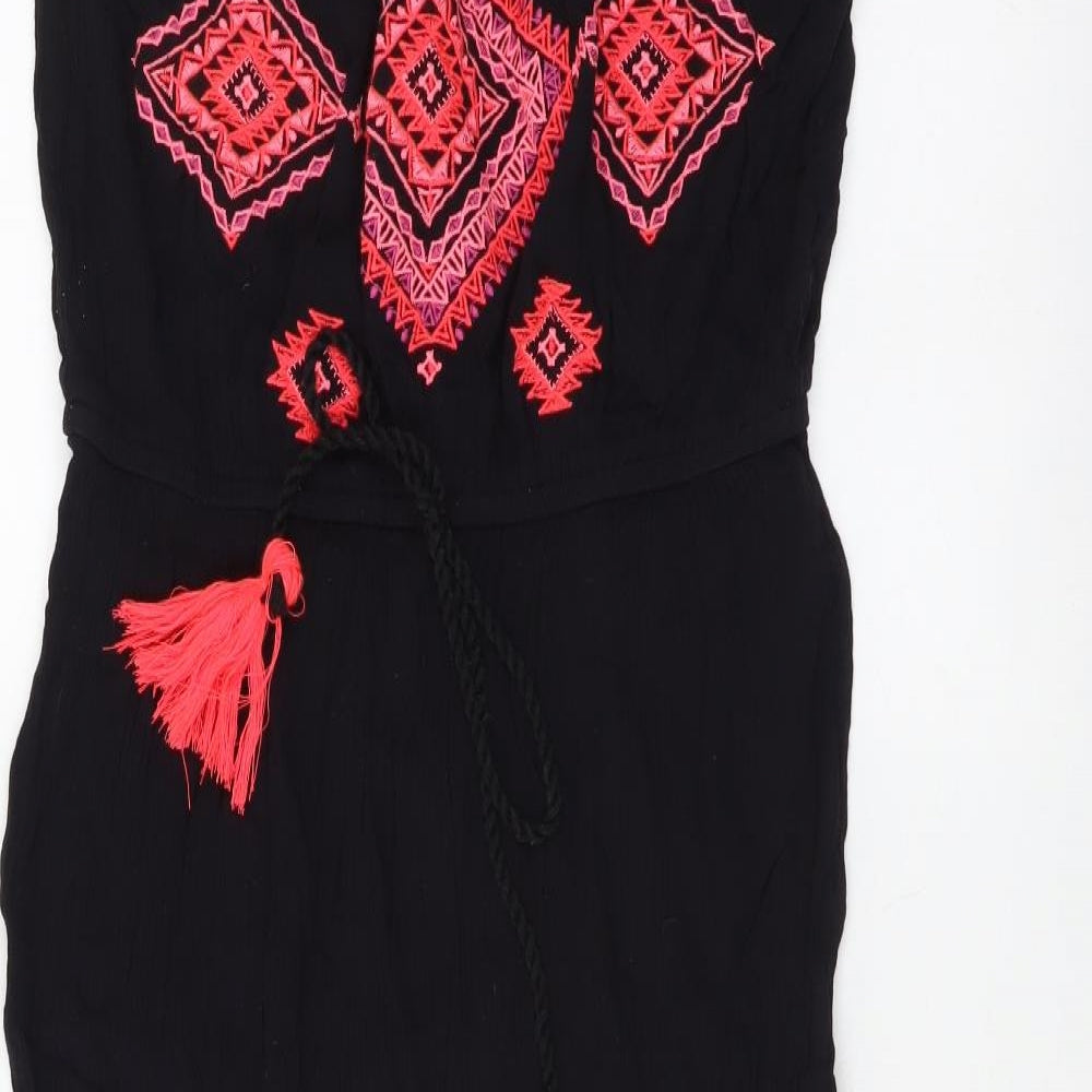 George Womens Black Geometric Viscose A-Line Size 10 Off the Shoulder Pullover