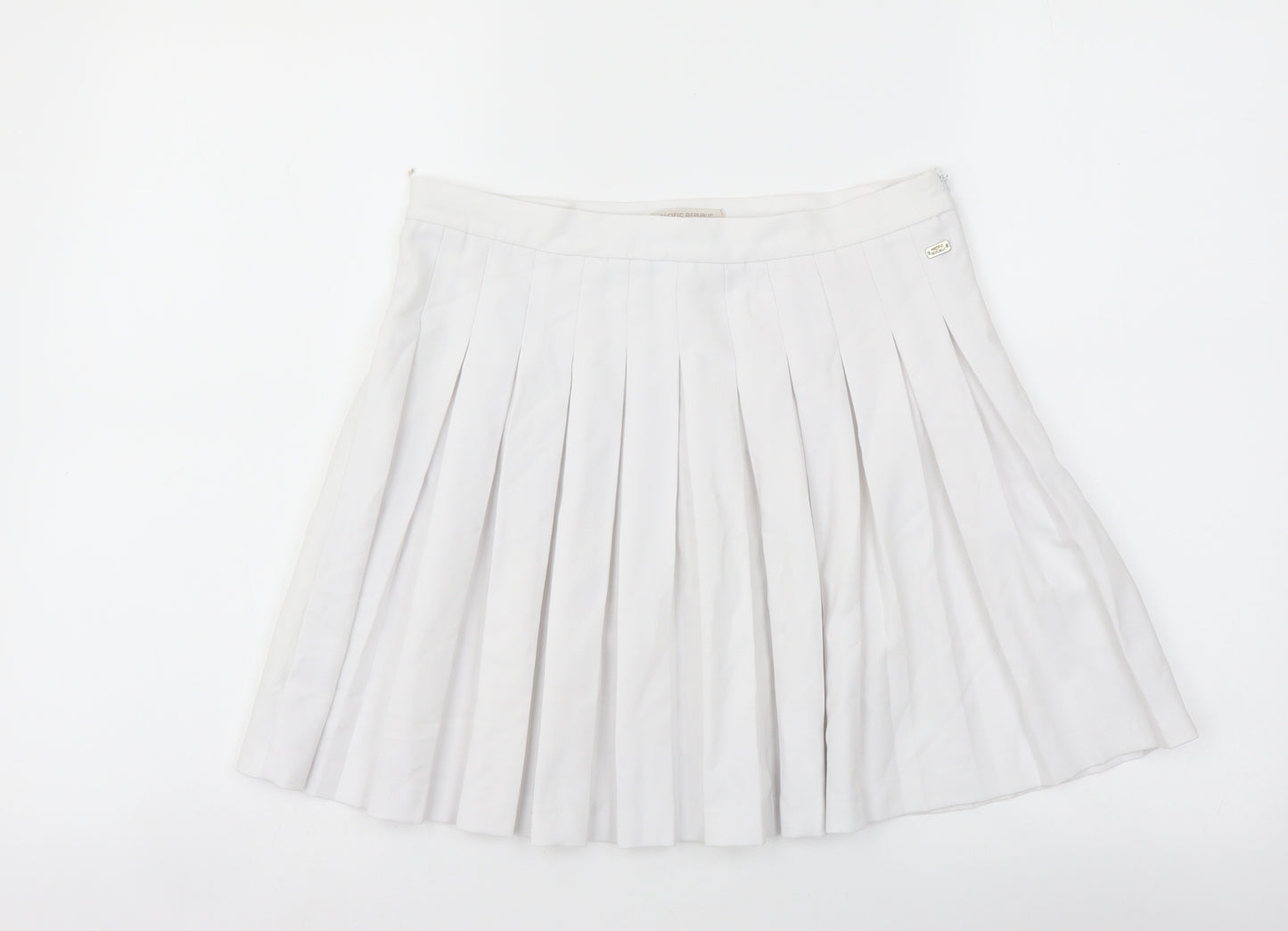 Pull&Bear Womens White Polyester Skater Skirt Size M Zip