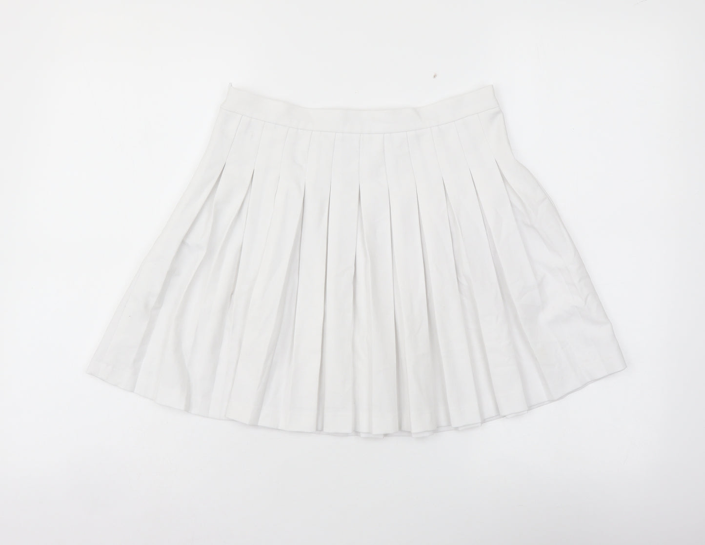 Pull&Bear Womens White Polyester Skater Skirt Size M Zip