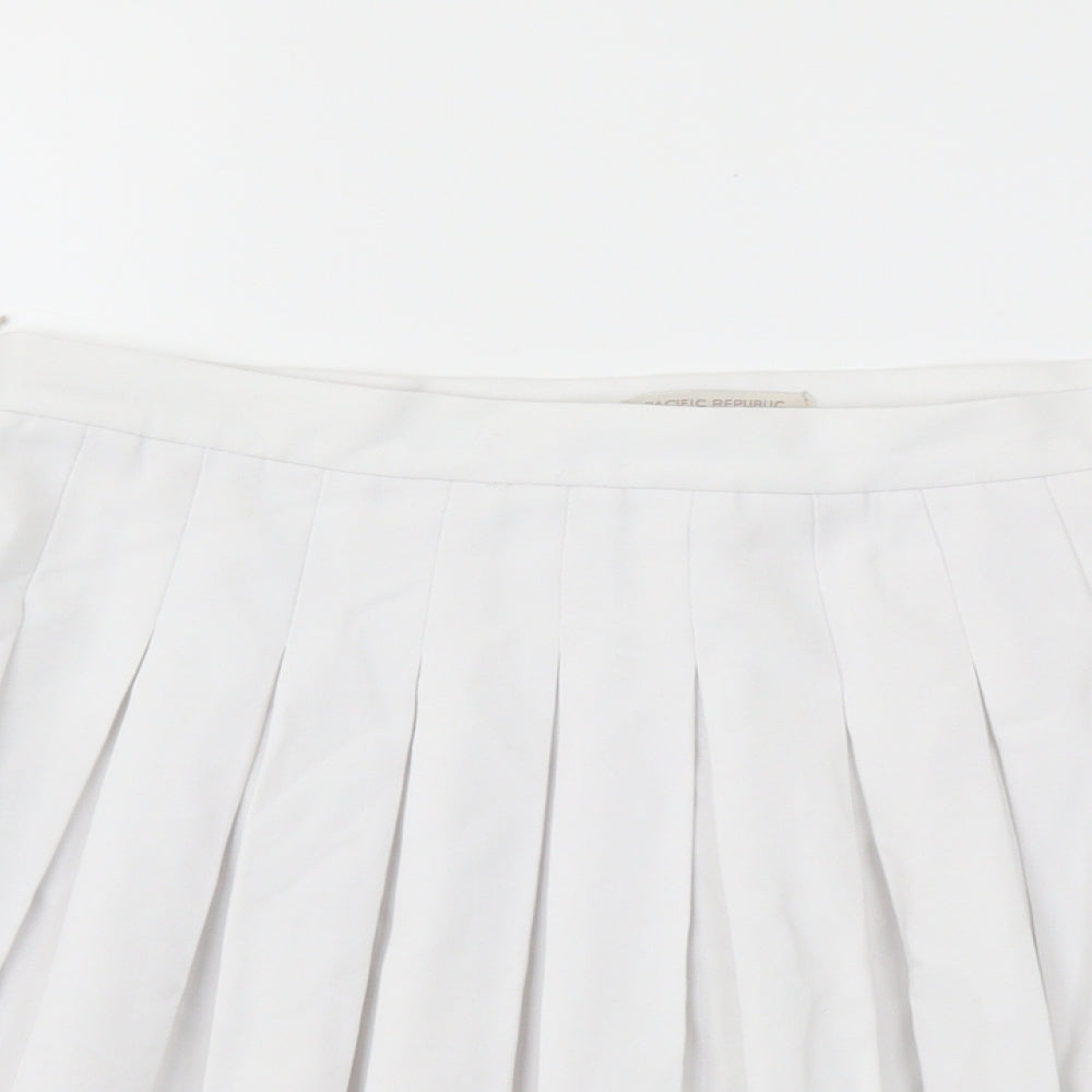 Pull&Bear Womens White Polyester Skater Skirt Size M Zip