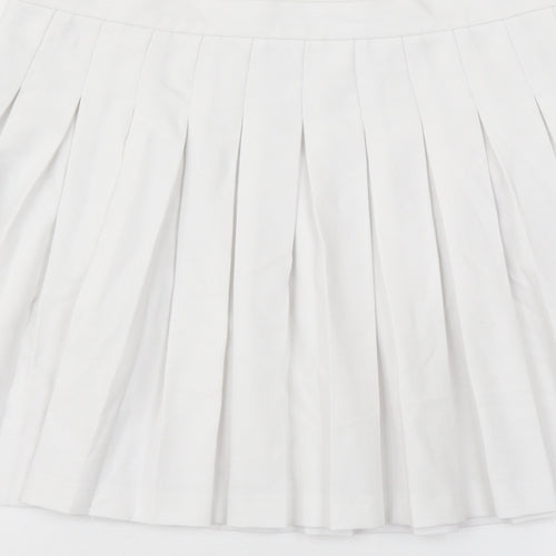 Pull&Bear Womens White Polyester Skater Skirt Size M Zip