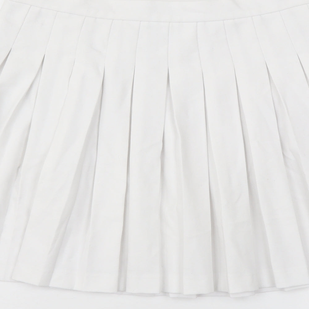 Pull&Bear Womens White Polyester Skater Skirt Size M Zip