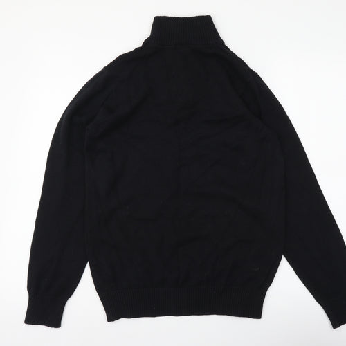 Blue Harbour Mens Black High Neck Cotton Pullover Jumper Size S